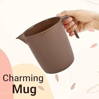 Kuber Industries Set of 10 Bathroom Combo Set | Bathing Set | 5 Piece Bucket & 5 Piece Mug Combo Set for Bathroom | Modern Bathroom Accessories Set | Bathware Bathing Set | Brown