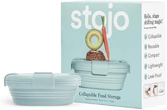 Stojo Collapsible Sandwich Box - Aquamarine, 24oz - Reusable Food Storage Container - To-Go Travel Silicone Bowl for Hot and Cold Food - for Meal Prep, Lunch, Camping and Hiking - Dishwasher Safe