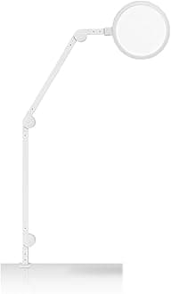 LC-EDGE2-W Edge LED Desk Lamp | Dimmable Home Office Desk Light with USB Charging Port & Strong Swing Arm | Adjustable Color Temperature and Brightness | Circle Webcam Light | Touch Control Table Lamp