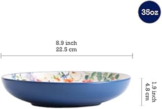Bico Summer Provence Pasta Bowls, 35oz Salad Bowl Set of 4, Large Ceramic Serving Dinner Bowls for Soup and Cereal, Microwave and Dishwasher Safe, Gift for Housewarming and Thanksgiving