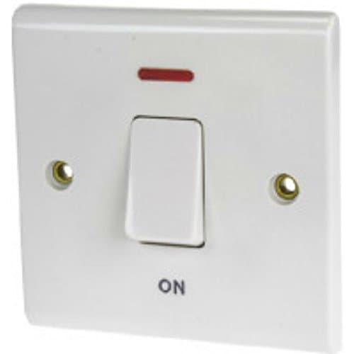 Deta S1310P Double Pole Switch with Neon 1 Gang 45 Amp