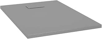 vidaXL SMC Shower Base Tray - Low-Profile Design, Skid-Resistant with Slate Stone Surface, Gray