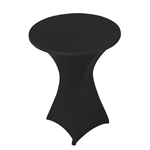 SHWEDDING Spandex Stretch Tablecloth Fitted Table Cover for Cocktail Table,Bistro Table,Poseur Table Ø30 inch, 43 inch High,1 Pack(4 Legs) Black
