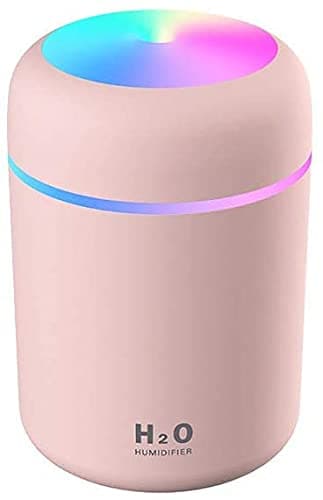 Essential Oil Diffuser Portable Colorful Cool Mini Humidifier, 300ml USB Personal Desktop Humidifier with 7-Color LED Night Light, Auto-Off, Ultra-Quiet, Suitable for Home, Office, Baby Room, Car