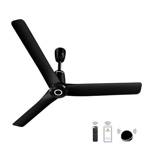 Aris Contour Smart 1200mm Voice Controlled BLDC Ceiling Fan with Remote |BEE 5 star|Best-in-class Air Flow |Silent Operation| Designer Fan | Free Installation |5 Year Warranty |Midnight Black