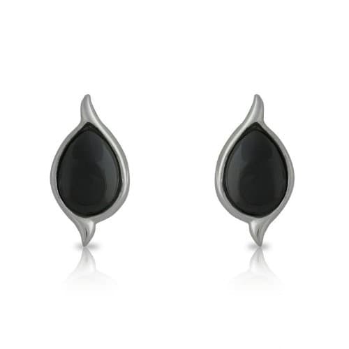 Silver Earrings with Black Jade 15mm