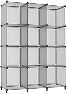 AWTATOS Cube Storage Organizer Closet Storage Cubes Shelves Bookshelf Clothes Organizer DIY Plastic 12 Cube Shelves for Home, Bedroom, Grey ULPZ022
