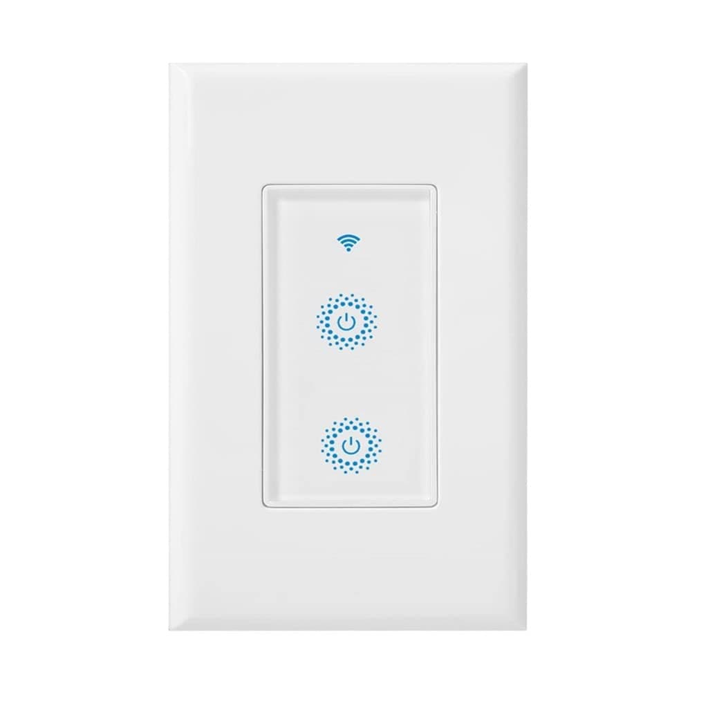 Nexete Smart Wi-Fi Double Light Switch, 2 in1 Single Pole Switch Compatible with Alexa Google Assistant & IFTTT,Remote Control, Timing Function No Hub Required (1-Pack Double)