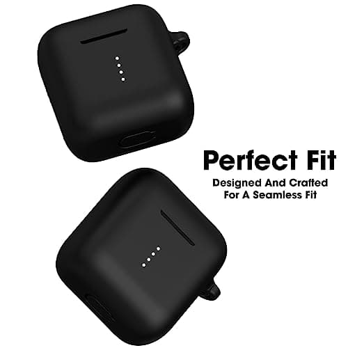 Sounce Earphone Case Cover Compatible for Boat Airdopes 141, Soft Silicone Skin Case Cover Shock-Absorbing Protective Case with Keychain [Front LED Visible] Black