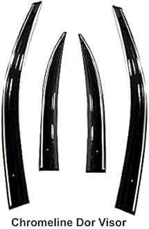 Premium Chromeline & Silverline Unbreakable Car Rear Window Wind Deflectors & Side Door Visor Rain Guard Compatible with (Tata Nexon (2020 Onwards))