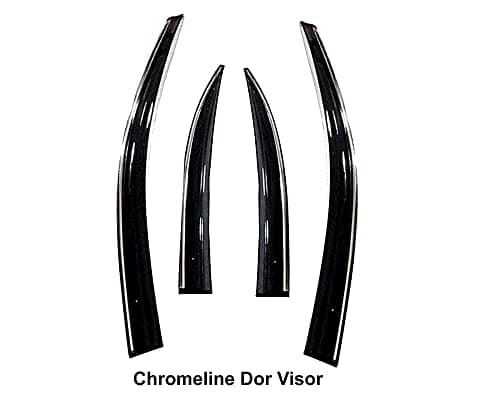 Premium Chromeline & Silverline Unbreakable Car Rear Window Wind Deflectors & Side Door Visor Rain Guard Compatible with (Maruti Suzuki S-Cross (2018-2019))
