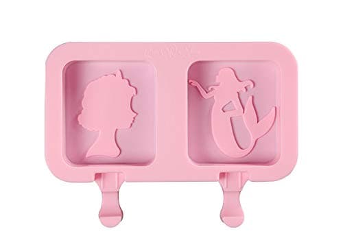 Cake Decor 2 Cavity Square Princess and Mermaid Shape Silicone Popsicle and Cakesicle Molds Easy Ice Cream Bar Mould SBSM-747