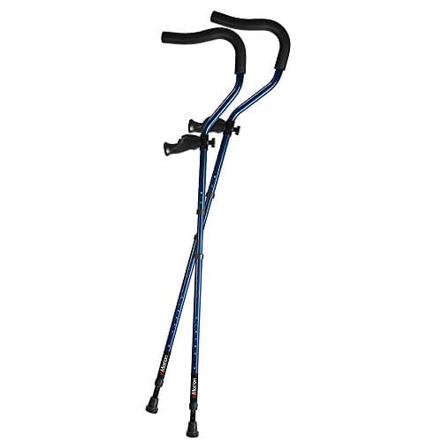 in-Motion Pro Crutches | Foldable | Ergonomic Handles | Spring Assist Technology | Articulating Tips | Size Tall (5'7" - 6'9") | Metallic Blue