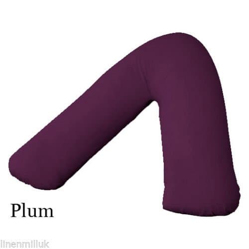 V-Shaped Orthopedic Poly-Cotton Pillow for Back&Neck/Nursing/Pregnency Support with Free Complimentary V-Case (Color-Plum)