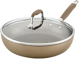 Anolon Advanced Home Hard Anodized Nonstick Deep Frying Pan/Skillet with Lid, 12 Inch, Bronze