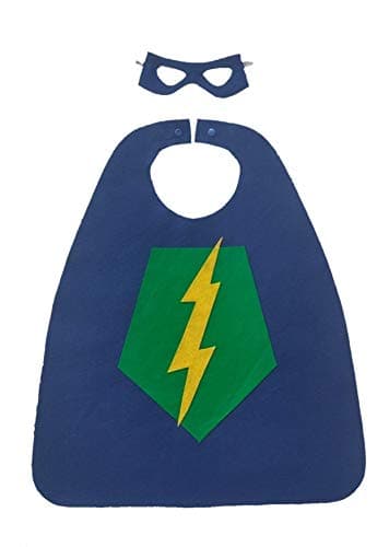 Superhero Cape and Mask Set for Kids (blue with shield/lightning bolt)