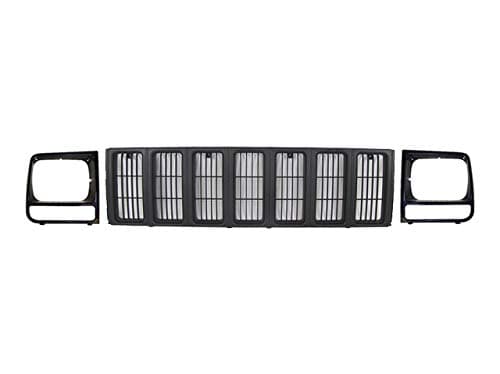 Bundle For 1997-2001 CHEROKEE SE/SPORT MODEL GRILLE HEADLIGHT DOOR BEZEL PRIMED BLACK 3PCS CH2512157 CH2513157 CH1200208