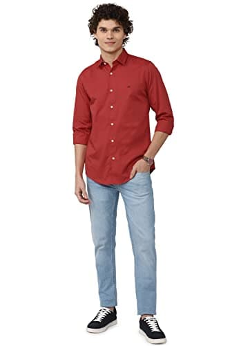 Peter England Men PCSFSSLPS14177 Regular Collar Slim Fit Long Sleeve