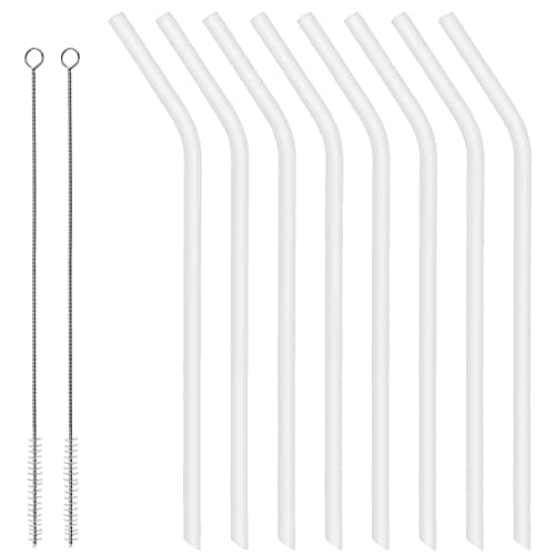 Reusable Clear Silicone Drinking Straws, 10 inch Long Flexible Silicone Drinking Straws for 30 oz and 20 oz Tumblers, Drinking Straw with 2 Cleaning Brushes