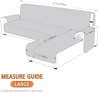 VANSOFY Upgraded Sectional Couch Covers 100% Waterproof L Shaped Sofa Slipcover Reversible Chaise Lounge Cover for Sectional Sofa Furniture Protector Cover for Pets Dog Cat(Large, Azuree)