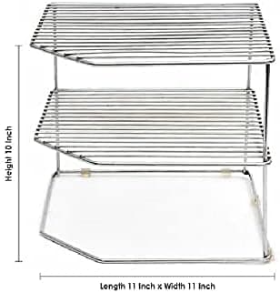 Steel 2-Tiered Shelf Kitchen Under Cabinet Corner Rack, Corner Rack For Kitchen, Self Rack, Kitchen Plate Dish Rack, Kitchen Storage Rack, Counter Top Organizer (3-Tier Kitchen Corner Rack)