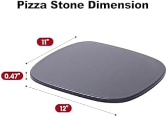 Pizza Stone, Unique Shape 12" x 11" x 0.47" Pizza Stones for Oven Grill BBQ, Heavy Duty Ceramic Coating Baking Stone for Pizza & Bread, Innovative Irregular Design Grilling Stone (Black)