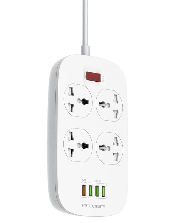 T Teclusive 2500W 10A Extension Power Strip with PD USB Ports | 5 Power Sockets with 38W Type C PD QC USB Fast Charging | Multi Port Extension Board with USB C and Touch Button
