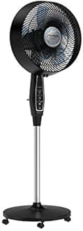 Rowenta, Pedestal Fan, Extreme Outdoor Fan with Remote, 65 Inches, Ultra Quiet Fan, Oscillating, Portable, 3 Speeds, Digital Control, Black, Ourdoor, VU4510