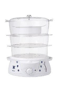 3 Tier 12.4 Quart Steamer & Rice Cooker in White