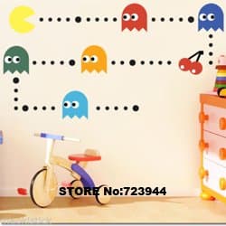 Pacman Kids Wall Sticker Home Decor Wall quotes Nursery Wall Decal removable wall murals brick wallpaper decorative stickers