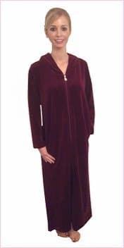 Zip up Hooded Velour Kaftan Robe