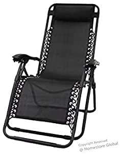 Zero Gravity Reclining Relaxer Chair With Removal Pillow, In Black