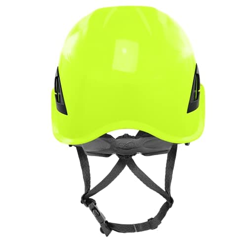 HH-CH1-YG-Yellow Green Protective Helmet with Six-Point Ratchet Suspension and Four-Point Chin Strap, Adjustable Hard Hats for Work