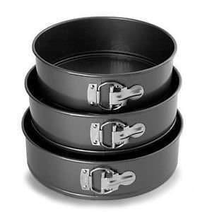 Realshoppe Teflon Coated Spring Form Cake Mould Pan Set, Baking Tray, Removable Cake Mould, 3 Pcs, Black(Rebaktray)