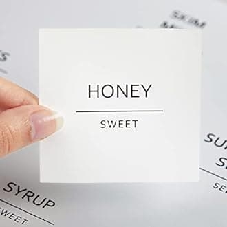Talented Kitchen Minimalist Food Labels - 2.5" x 2.5" Matte White Vinyl, Pack of 157 - Pantry & Fridge Container Labels for Jars & Bins - Preprinted Food Storage Stickers, Water-Resistant