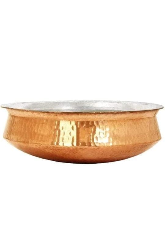 Bonafide Pure Copper Lagan Handi Dish Pan with Tin Lining, Cookware and Serveware,3 litres,Copper Handi Heavy Gauge Diameter 10 inch Pot for Cooking, biryani Handi Weight 2000 gm