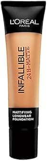 L'Oreal Paris Cover Liquid Foundation, With 4% Niacinamide, Long Lasting, Natural Finish, Available in 20 Shades, SPF 25, Infallible 32H Matte Cover, Shade 155, 30ml