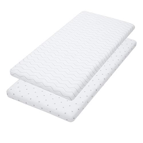 Leakproof Bassinet Sheets, 2 Pack Chevron & Stars Fitted Cotton Cradle Bedding