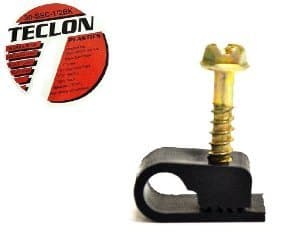 Teclon Black Single Flex Cable Clip with Screw for Coaxial, RG6, RG59 (100 Pieces)
