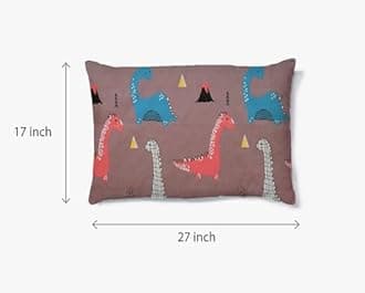 Cute Dino 3-Piece Kids Bedding Set – Single Bed Comforter, Matching Bedsheet & Pillow Cover – Soft (Brown) Design for Children’s Room(90X60) inch