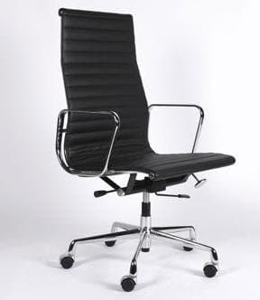 Aluminum Group Management High Back Chair Black Leather