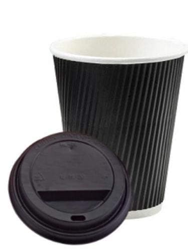We Can Source It Ltd – 500 Sets of 12oz Insulated Black Paper Coffee Cups with Lids, Disposable Hot Beverage Cup for Coffee, Tea - Leak-Proof Disposable Coffee Cups for Home, Office and Cafes