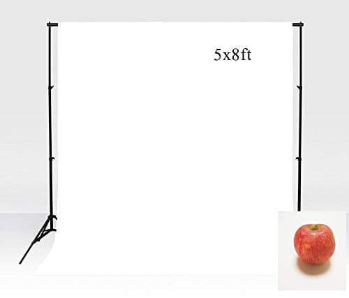 HUAYI HUAYI White Background Fabric Solid Color White Screen Photo Backdrop Studio Photography Props Photoshoot Baby Shower (5x8ft)