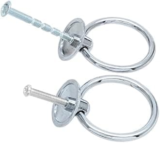 6Pcs Chrome Ring Handle Knobs Round Ring Drawer Pulls for Cabinet Drawer Dresser Cupboard Wardrobe, Single Hole