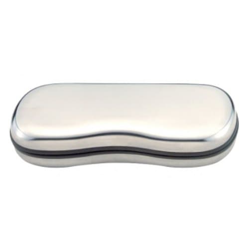 Chrome Colour Hard Metal Spectacles Lined Glasses Protection Eyewear Case HC04