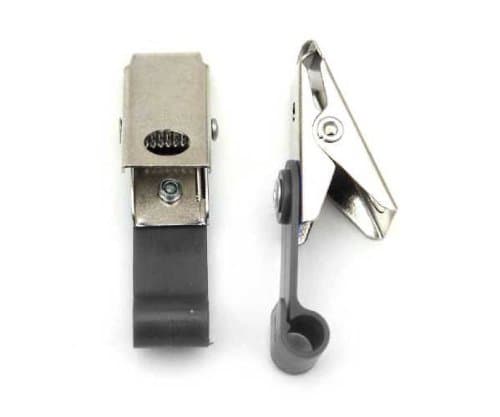 Croco-Clip A with card hook, Black Chrome plated clip, Plastic hook