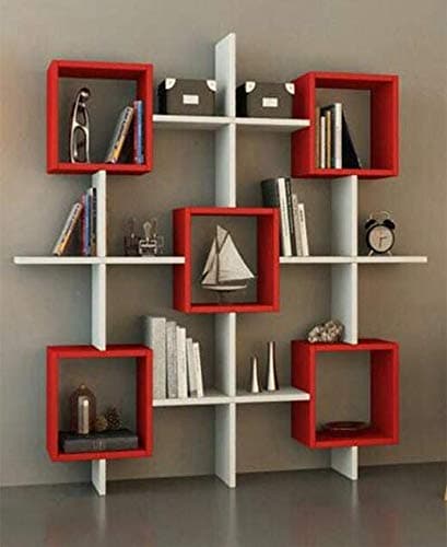 Delviraa Book Shelf Set of 5 Square Bookcase & Multi Purpose Wall Shelf