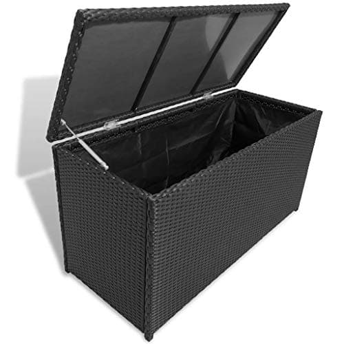 Outdoor Patio Storage Box, Storage Bench, Deck Box Outdoor Storage Furniture Poly Rattan 47.2" X 19.7" X 23.6"
