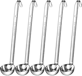 Cunhill 5 Pcs Soup Ladles Stainless Steel Serving Ladles with Long Handle for Serving, Cooking, Stirring, Portioning Kitchen Restaurant Accessories(5 oz)