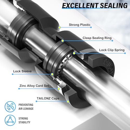 TAILONZ PNEUMATIC Black 1/4 Inch od Push to Connect Fittings Pneumatic Fittings Kit 20 Spliters+20 Elbows+20 tee+20 Straight (80 pcs)